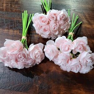 Set of 3! Spring Floral Bouquets Mini Pink Roses Wedding Flowers